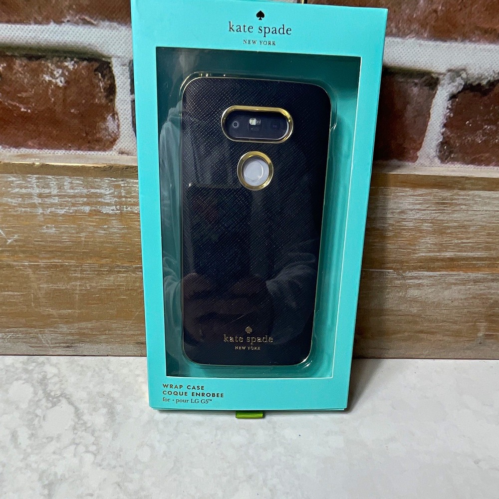 Kate Spade New York Textured Wrap Case Cover for LG G5 Phone Black/Gold